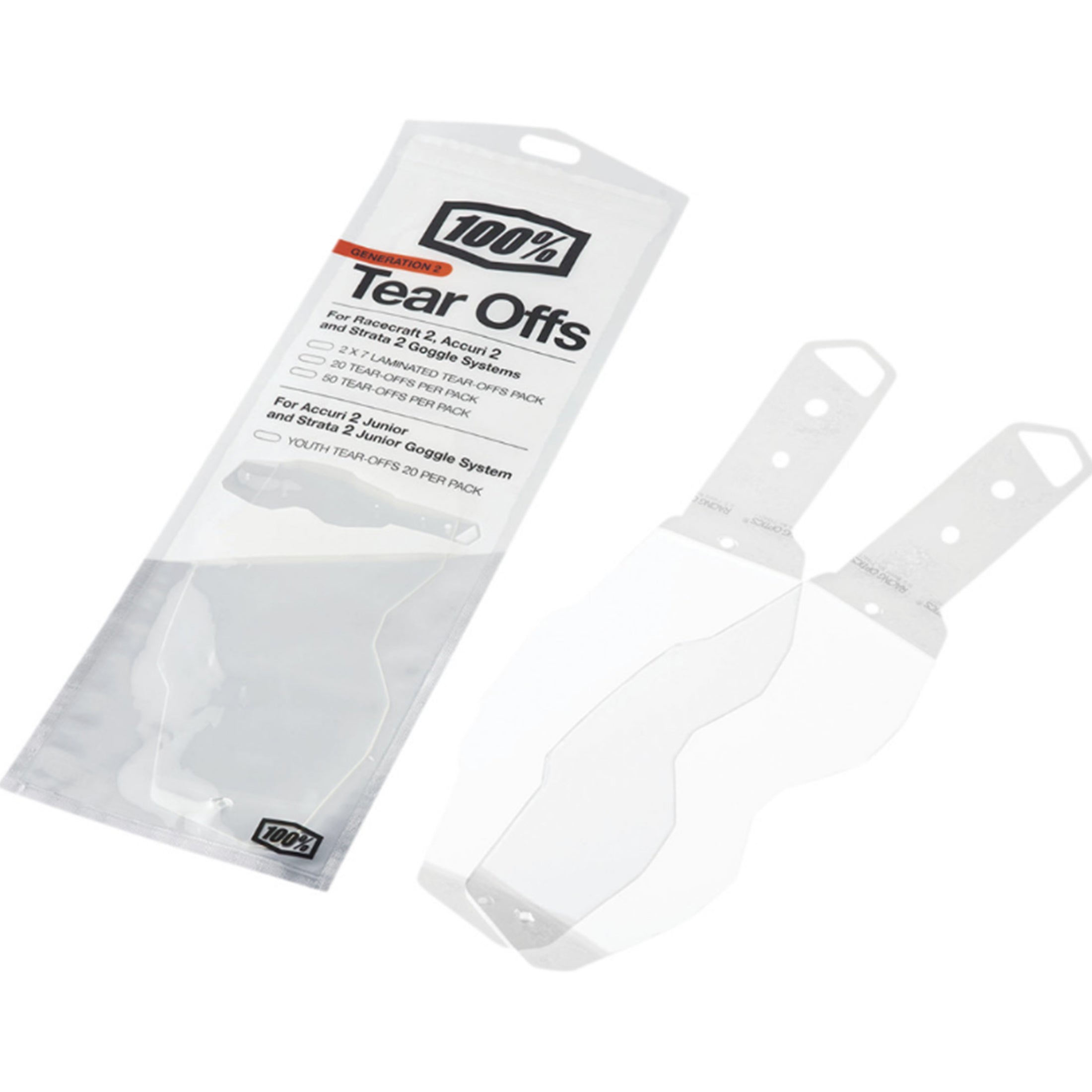 100% Accuri 2/Racecraft 2/Strata 2 Laminated Tear-Off Goggle Accessories-2602 100% Accuri 2/Racecraft 2/Strata 2 Laminated Tear-Off Goggle Accessories-2602