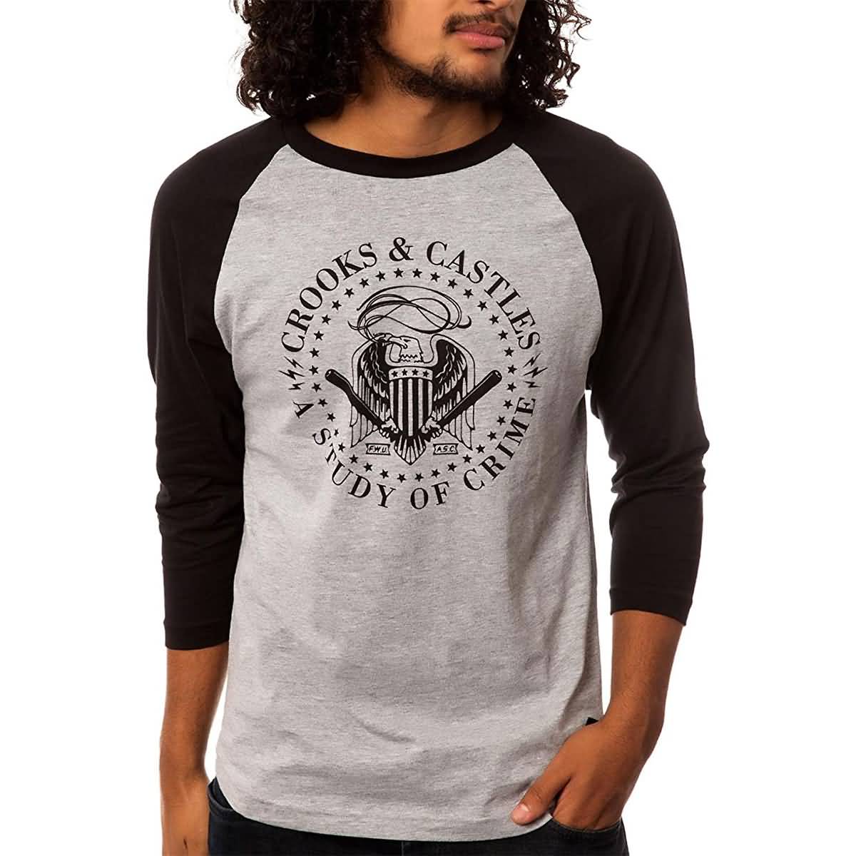 Crooks & Castles Misconduct Raglan Men's 3/4-Sleeve Shirts-I1390115 Crooks & Castles Misconduct Raglan Men's 3/4-Sleeve Shirts-I1390115