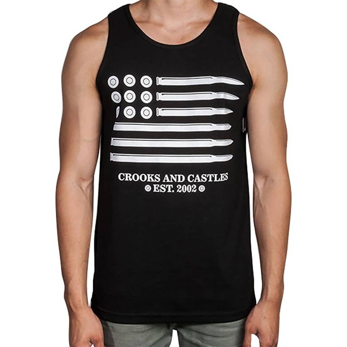 Crooks & Castles Ammo Flag Men's Tank Shirts-SMUTT123 Crooks & Castles Ammo Flag Men's Tank Shirts-SMUTT123