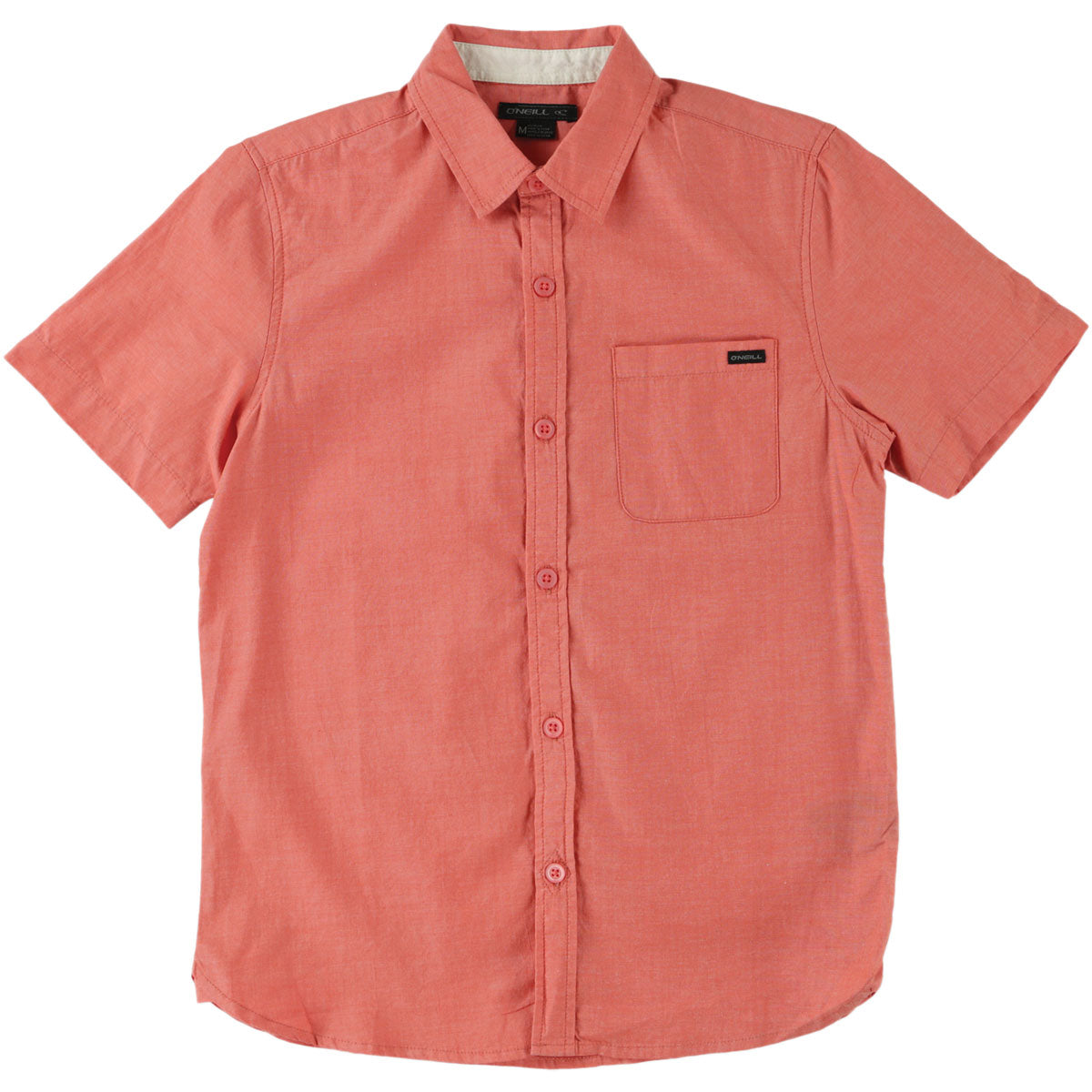 O'Neill Interstate Youth Boys Button Up Short-Sleeve Shirts - Neon Red O'Neill Interstate Youth Boys Button Up Short-Sleeve Shirts - Neon Red