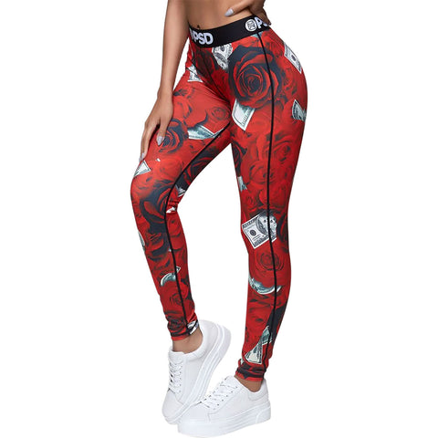 PSD 100 Roses Legging Women's Pants (Refurbished, Without Tags)