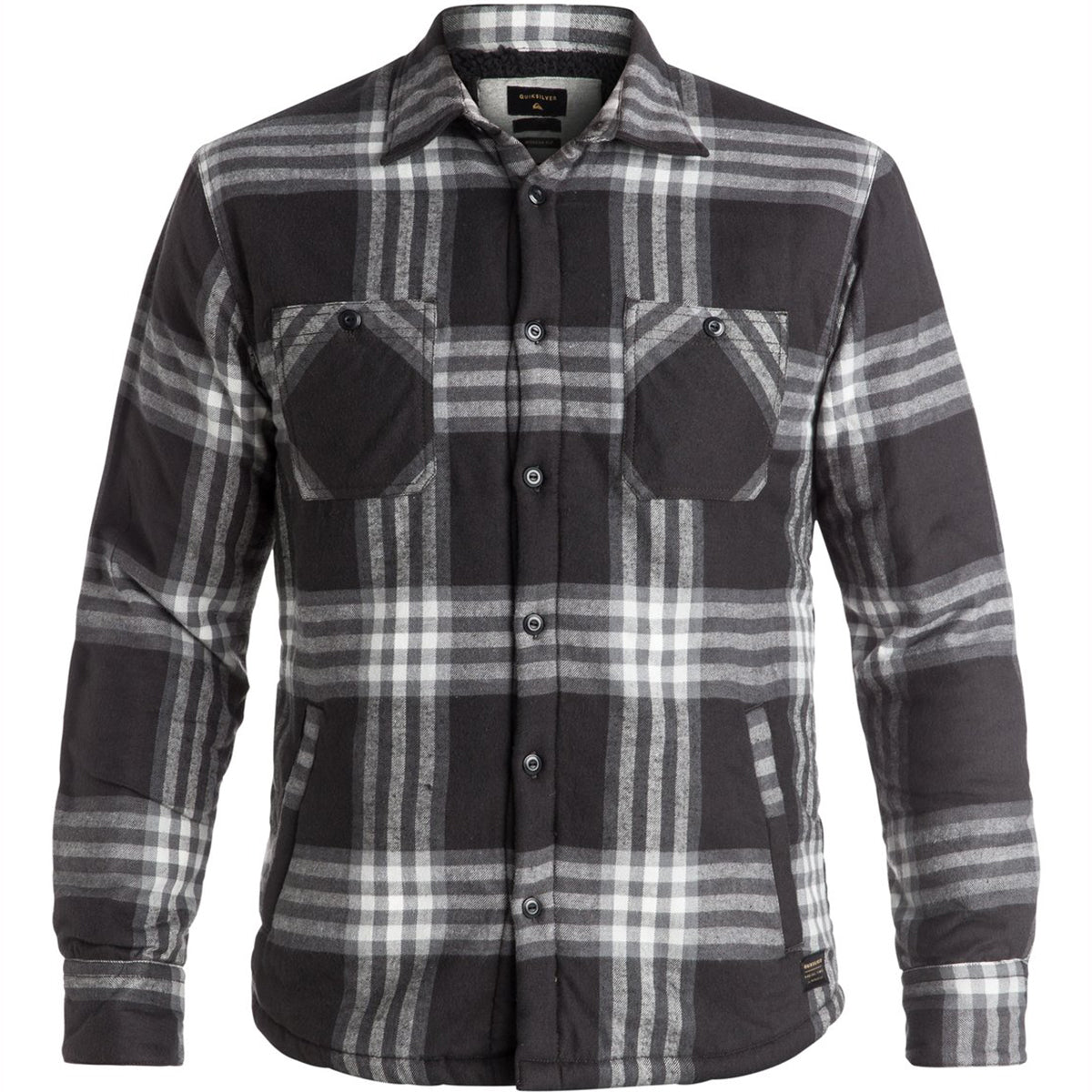 Quiksilver The Game Play Men's Button Up Long-Sleeve Shirts - Tarmac Quiksilver The Game Play Men's Button Up Long-Sleeve Shirts - Tarmac