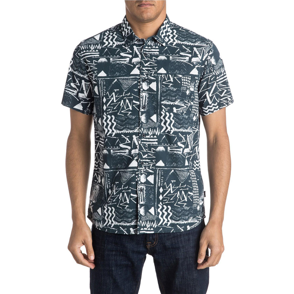 Quiksilver Labyrinth Men's Button Up Short-Sleeve Shirts - White Quiksilver Labyrinth Men's Button Up Short-Sleeve Shirts - White