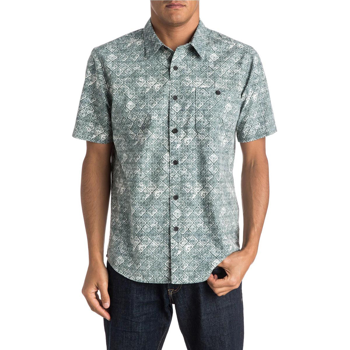 Quiksilver Mundaka Men's Button Up Short-Sleeve Shirts - Balsam Quiksilver Mundaka Men's Button Up Short-Sleeve Shirts - Balsam