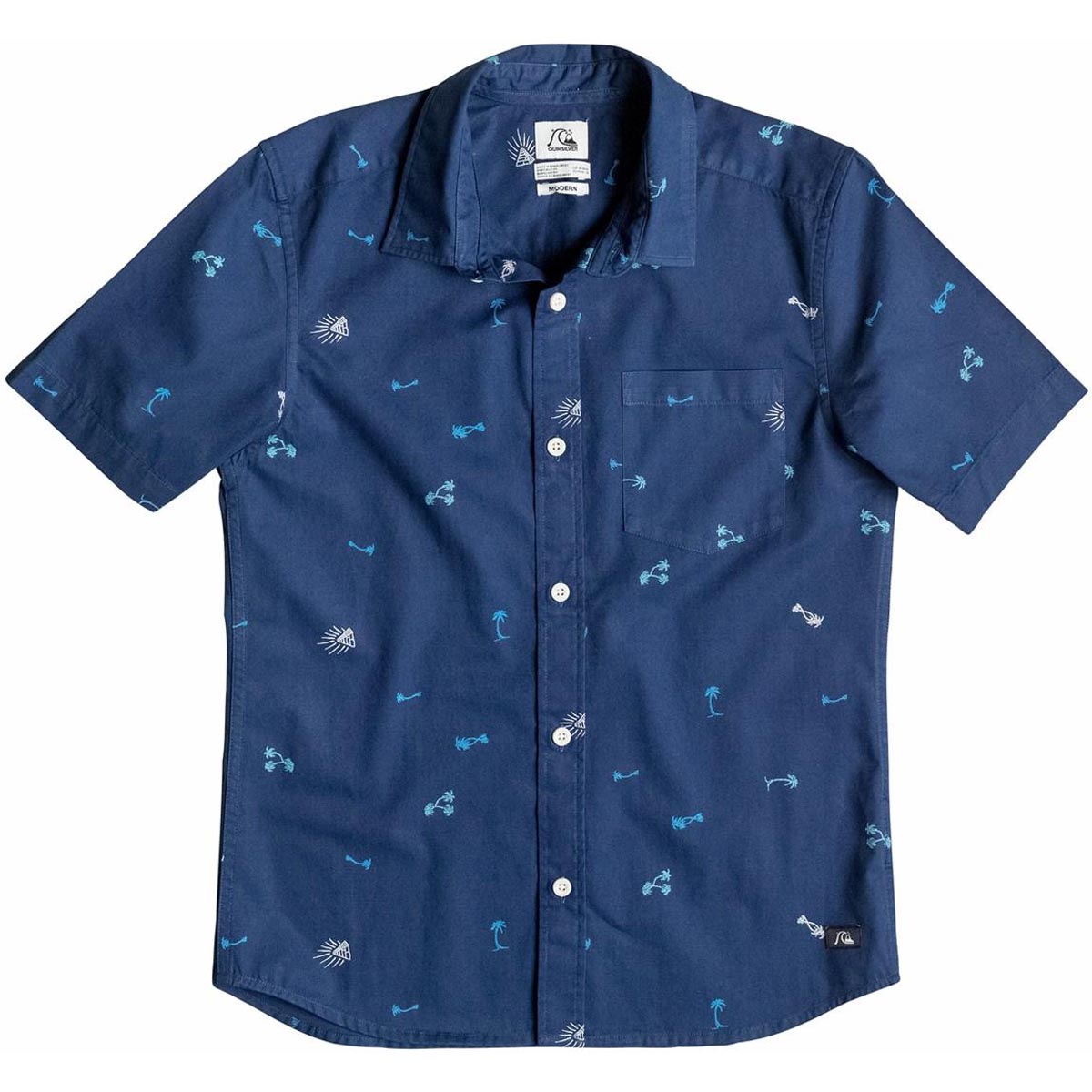 Quiksilver Mini Palm Beach Youth Boys Button Up Short-Sleeve Shirts - Mini Palm Beach Navy Quiksilver Mini Palm Beach Youth Boys Button Up Short-Sleeve Shirts - Mini Palm Beach Navy