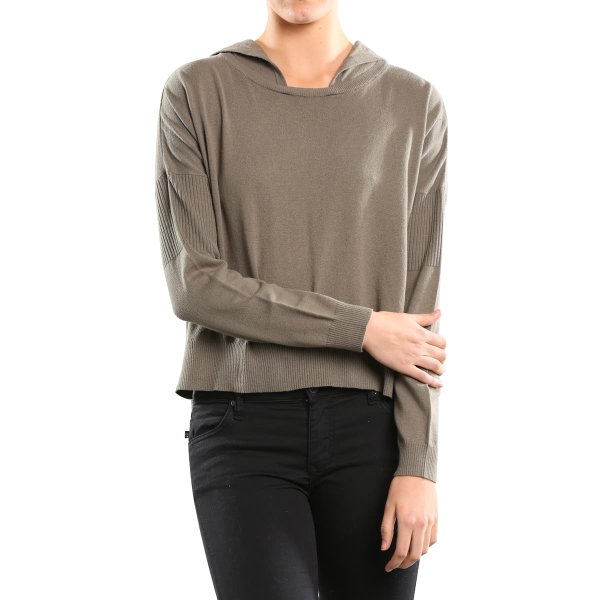 Rusty Blank Hooded Knit Women's Long-Sleeve Shirts - Army Rusty Blank Hooded Knit Women's Long-Sleeve Shirts - Army