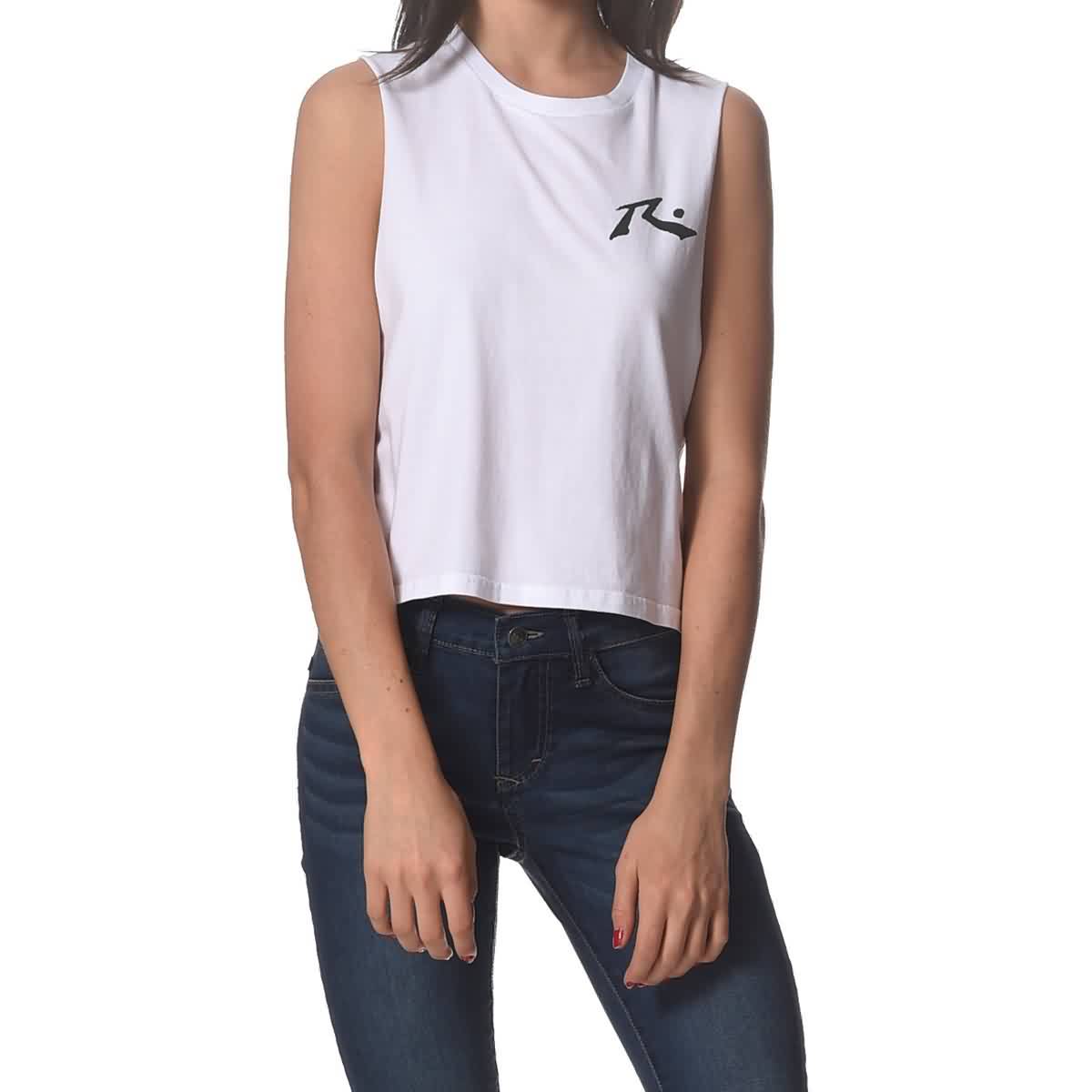 Rusty Moonlight Crop Muscle Women's Tank Shirts - White 1 Rusty Moonlight Crop Muscle Women's Tank Shirts - White 1