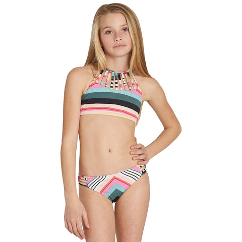 Billabong Sun Faded High Neck Youth Girls Two Piece Swimwear (Brand New)