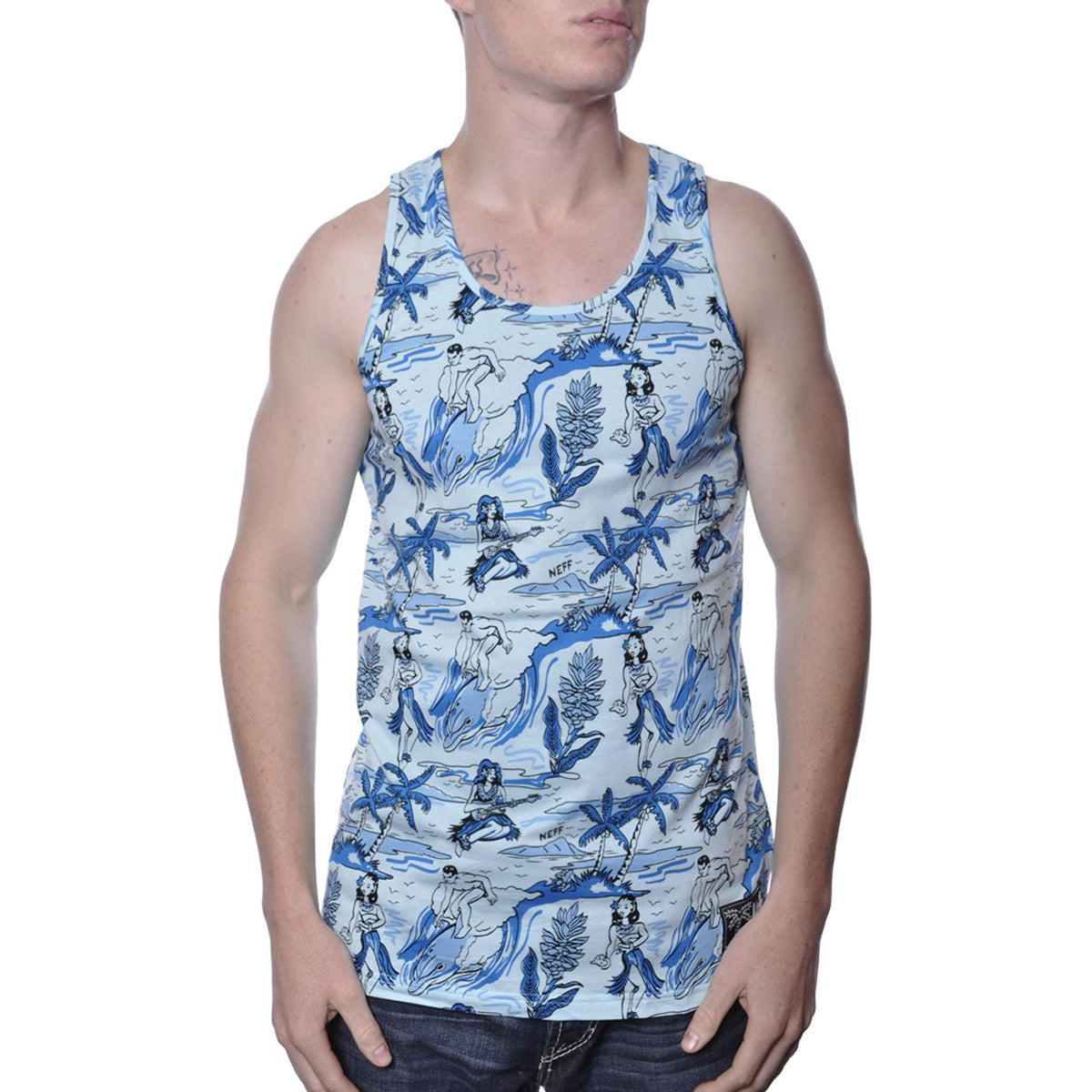 Neff Retro Hula Men's Tank Shirts - Blue Neff Retro Hula Men's Tank Shirts - Blue