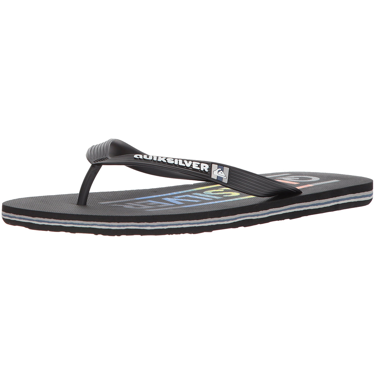 Quiksilver Molokai Wordmark Men's Sandal Footwear - Black/Red/Blue Quiksilver Molokai Wordmark Men's Sandal Footwear - Black/Red/Blue
