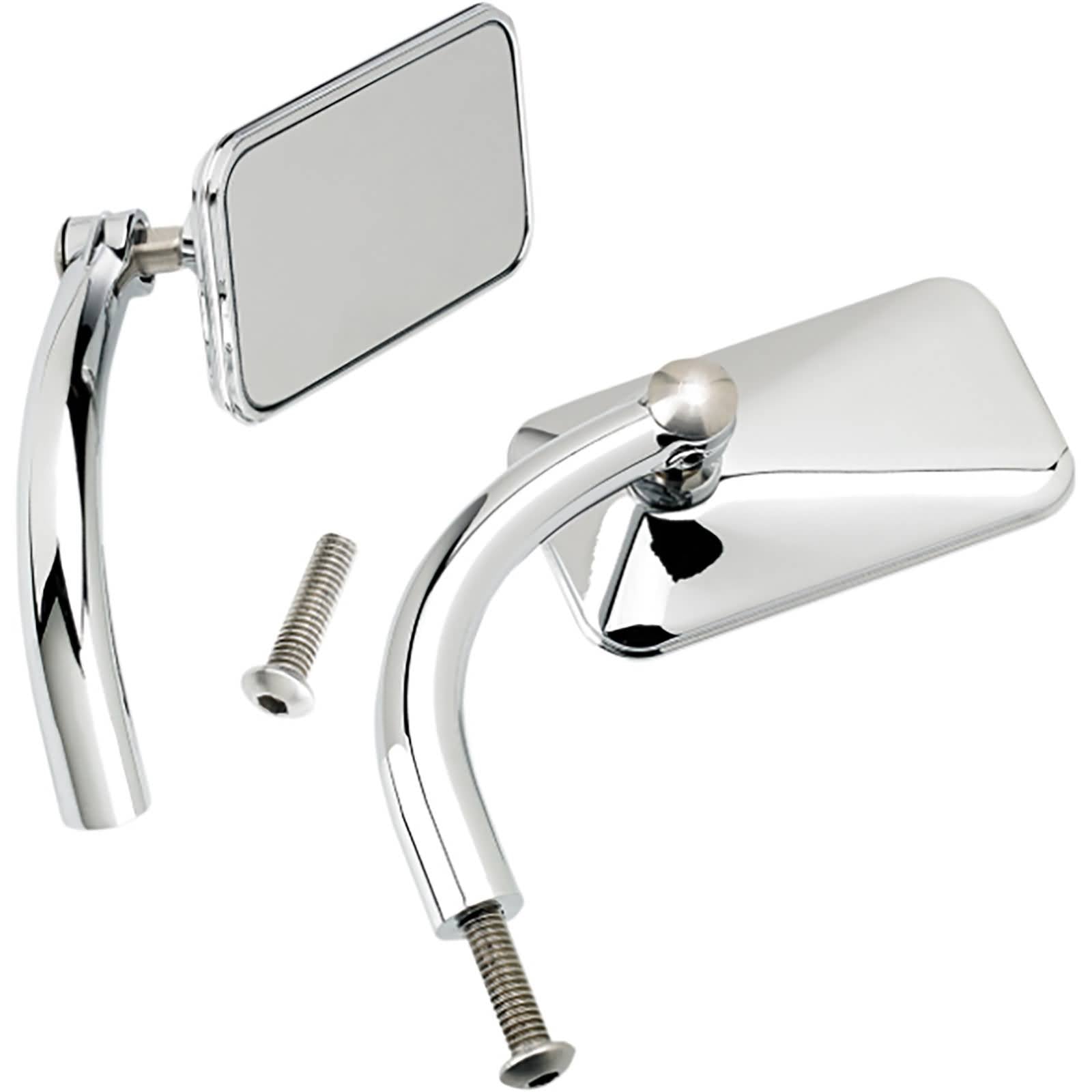 Biltwell Utility Rectangle Side View Mirror Pair w/Perch Mount Motorcycle Accessories-0640