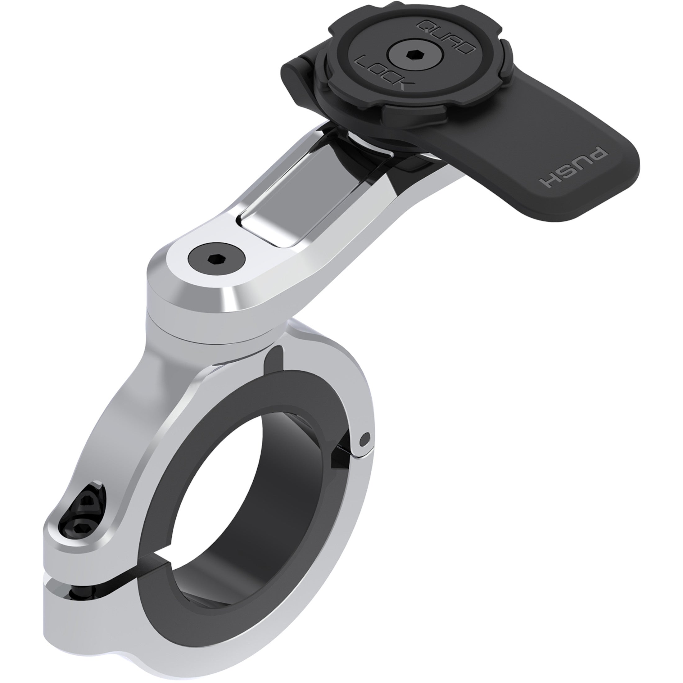 Quad Lock Motorcycle Handlebar Mount Pro Chrome Large Phone Accessories - Silver