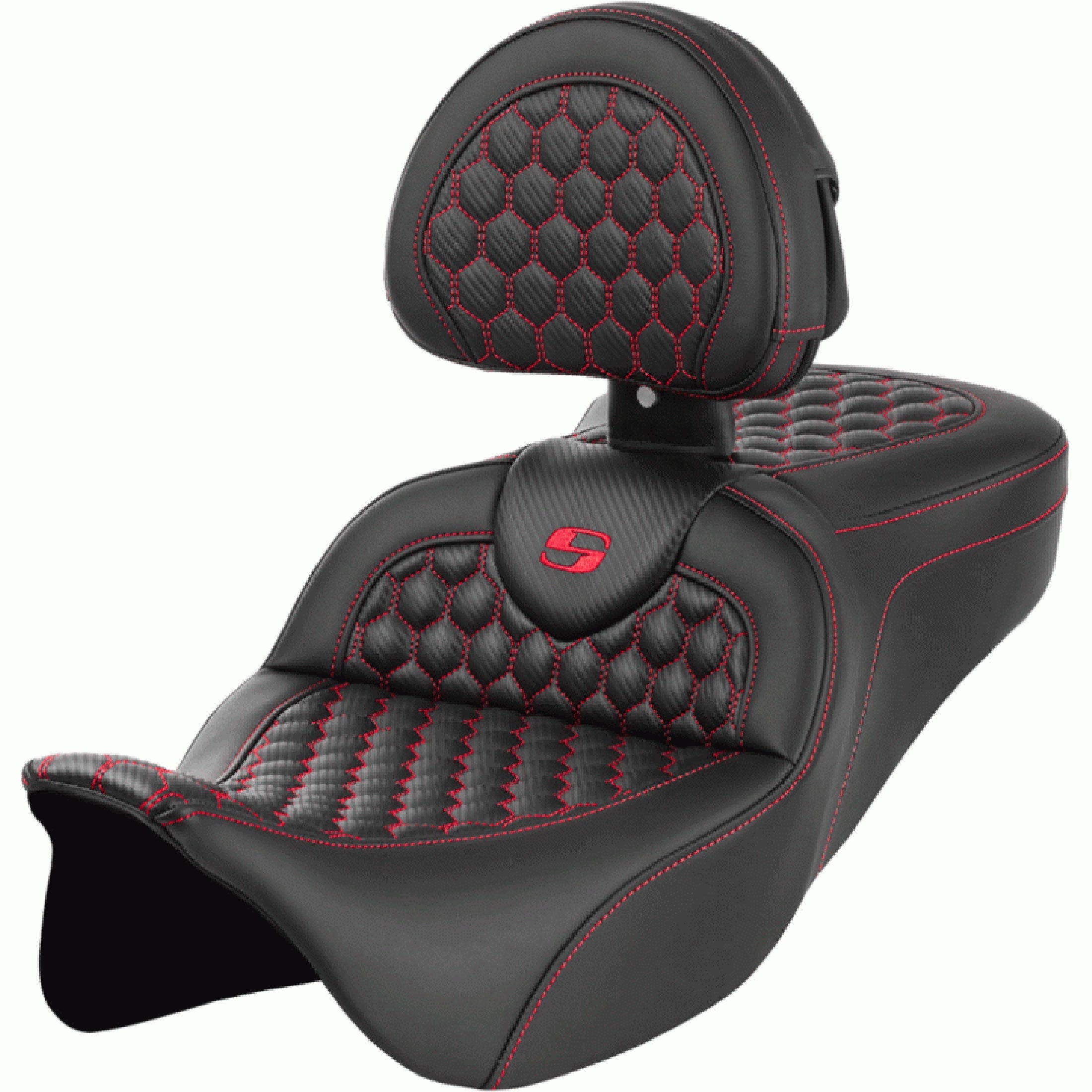 Saddlemen 2008-2024 FLHR, FLHT, FLHX & FLTR RoadSof HC Seat with Drivers Backrest Motorcycle Accessories - Red