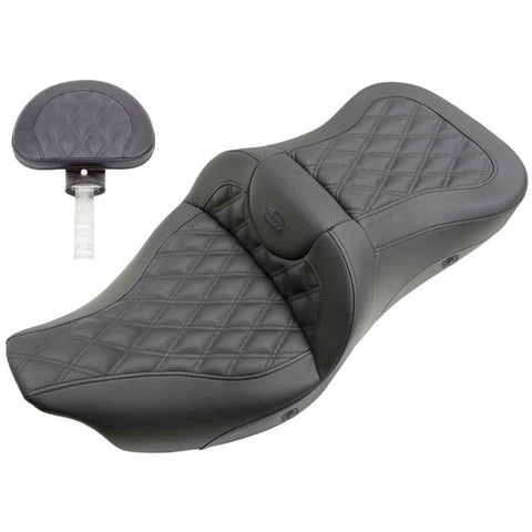 Saddlemen 2009-2025 FLHTCUTG Tri Glide / 2008-2025 FLHR, FLHT, FLHX, FLTR Heated Roadsofa GT LS Seat with Driver's Backrest Motorcycle Accessories