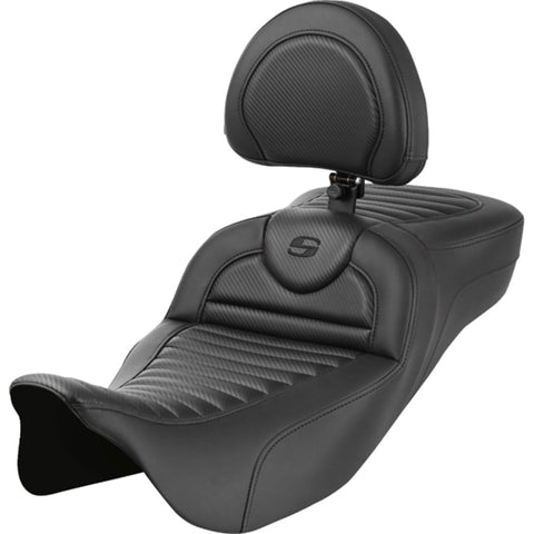 Saddlemen 2008-2024 FLHR, FLHT, FLHX & FLTR Extended Reach Roadsofa TR CF Seat with Driver's Backrest Motorcycle Accessories