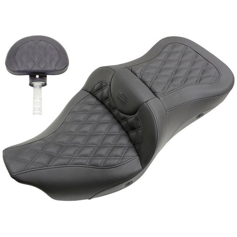 Saddlemen 2008-2024 FLHR, FLHT, FLHX & FLTR Heated Extended Reach Roadsofa LS Seat with Driver's Backrest Motorcycle Accessories