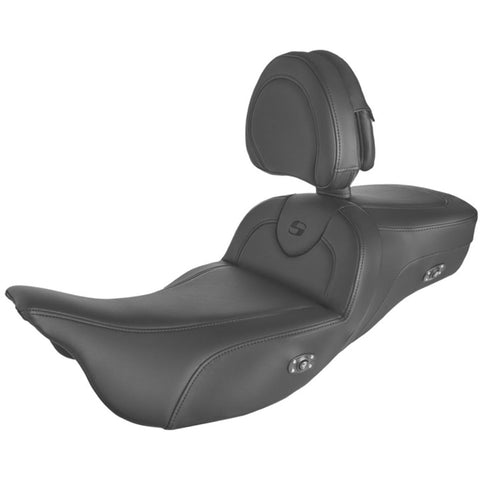 Saddlemen 2008-2024 FLHR, FLHT, FLHX & FLTR Heated RoadSofa Ext Reach Seat w/ Drivers Backrest Motorcycle Accessories