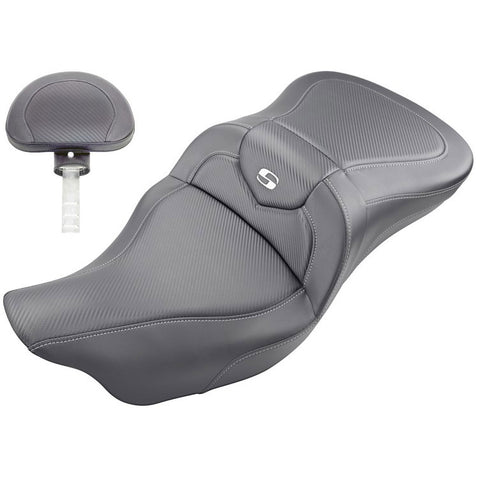 Saddlemen 2008-2024 FLHR, FLHT, FLHX & FLTR Roadsofa CF Seat with Driver's Backrest Motorcycle Accessories