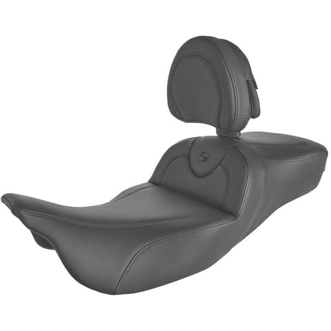 Saddlemen 2008-2024 FLHR, FLHT, FLHX & FLTR Roadsofa Extended Reach Seat with Backrest Motorcycle Accessories