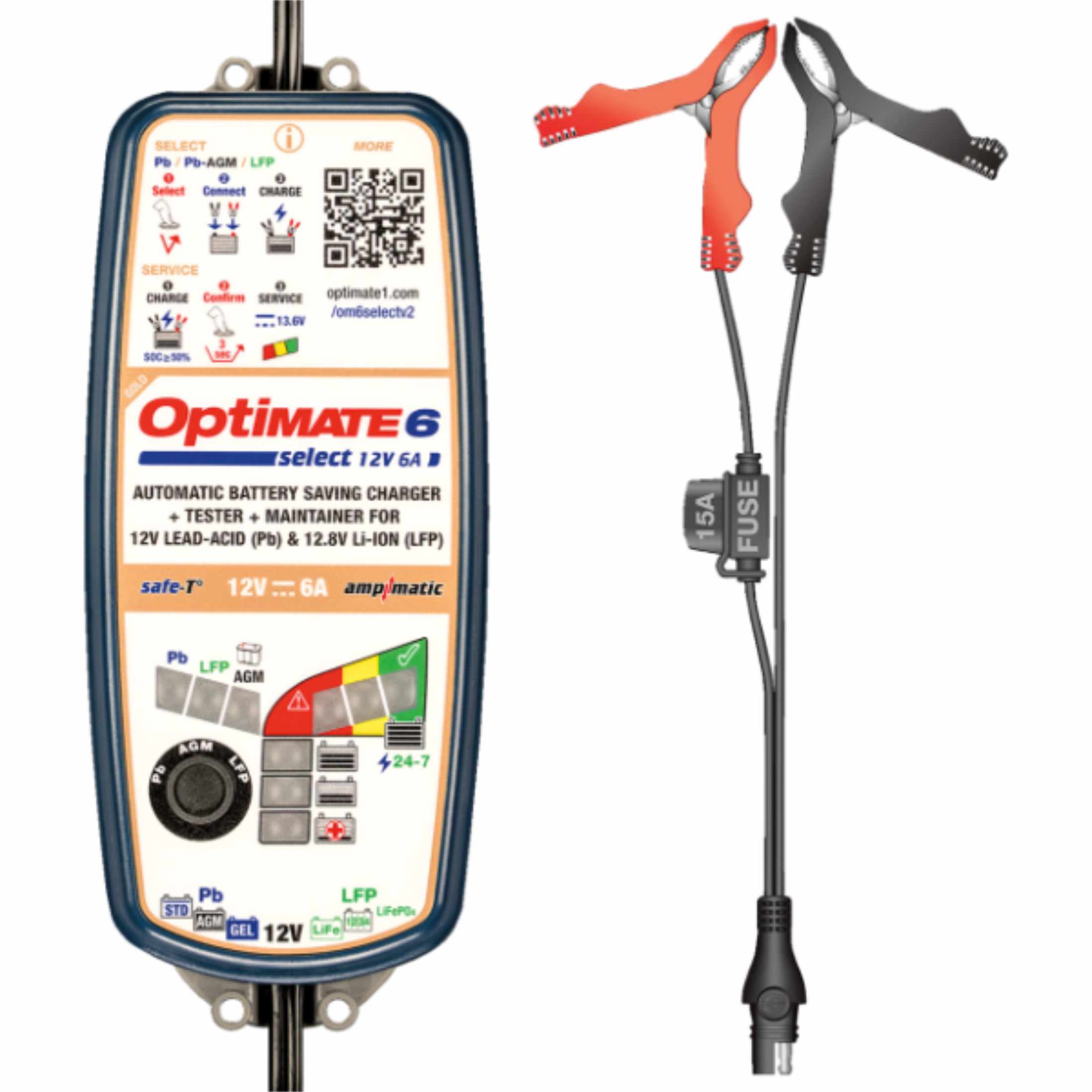 Tecmate OptiMate™ 6 Select Gold Battery Charger/Tester/Maintainer Motorcycle Tool Accessories-3807