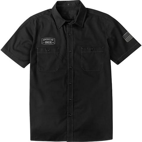 American Biker Sam Contrast Stitch Shop Men's Button Up Short-Sleeve Shirts