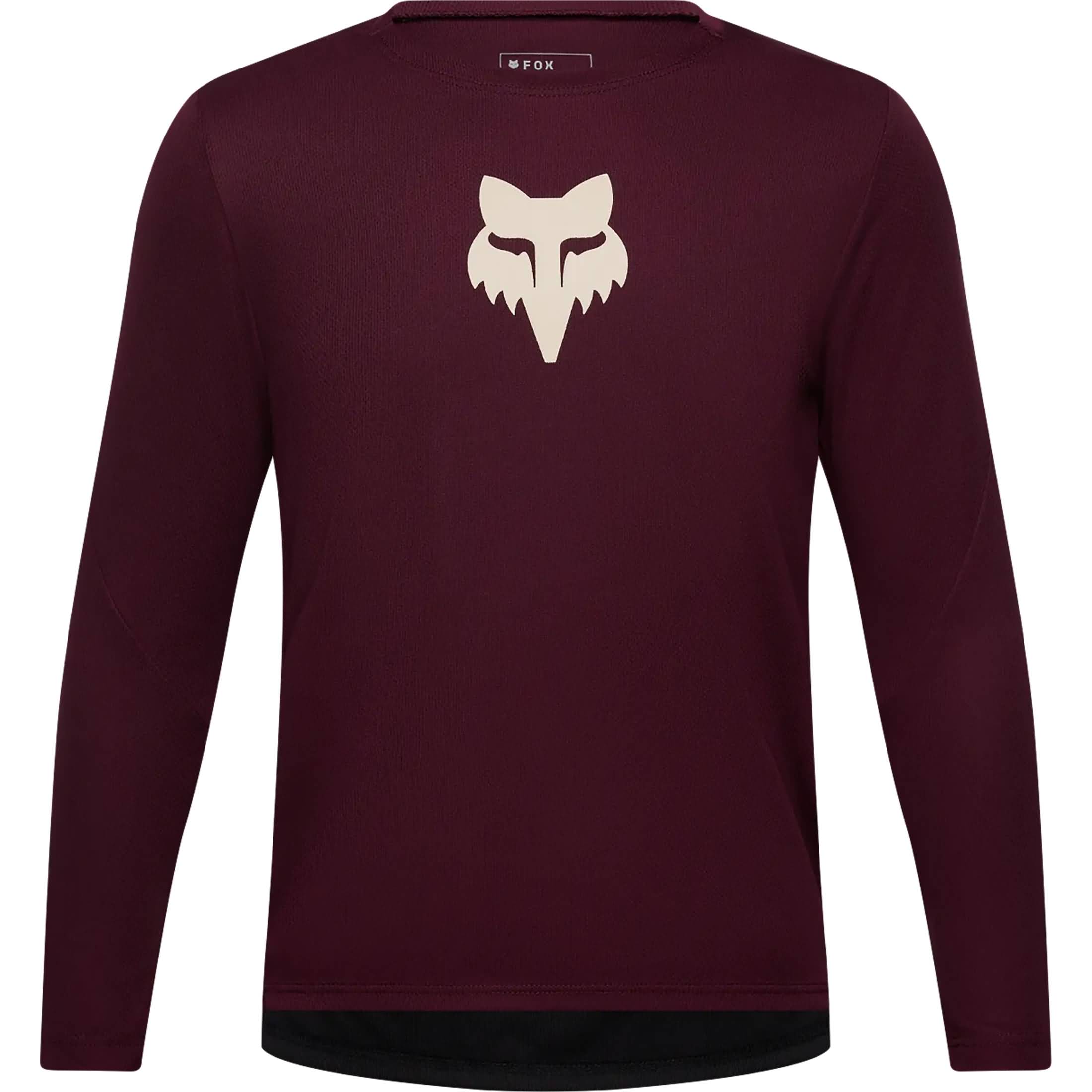 Fox Racing Ranger Fox Head 2027 LS Youth MTB Jerseys - Dark Maroon