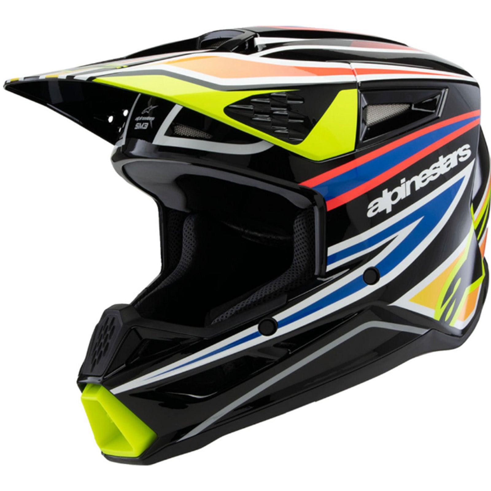 agv helmet diva sizing chart Alpinestars Youth SM3 Wurx Helmet Large Gloss Black / Yellow Fluo / Blue / Red