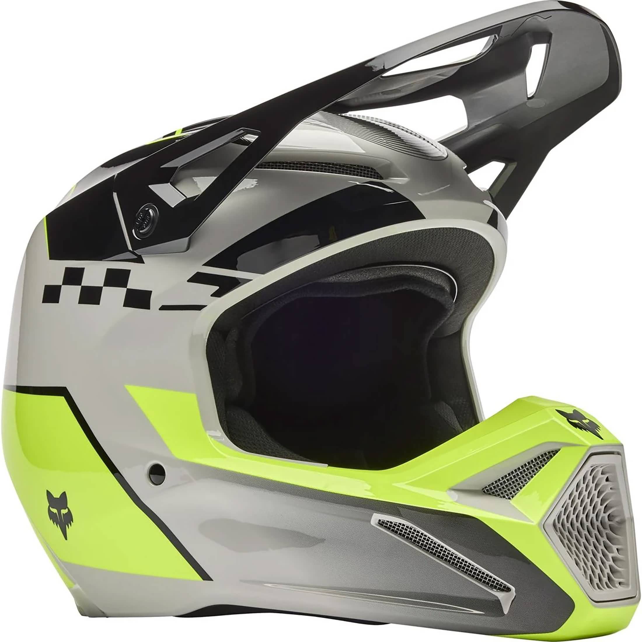 entry level motorcycle helmet Fox Racing Youth V1 Collect Helmet - Grey/Yellow