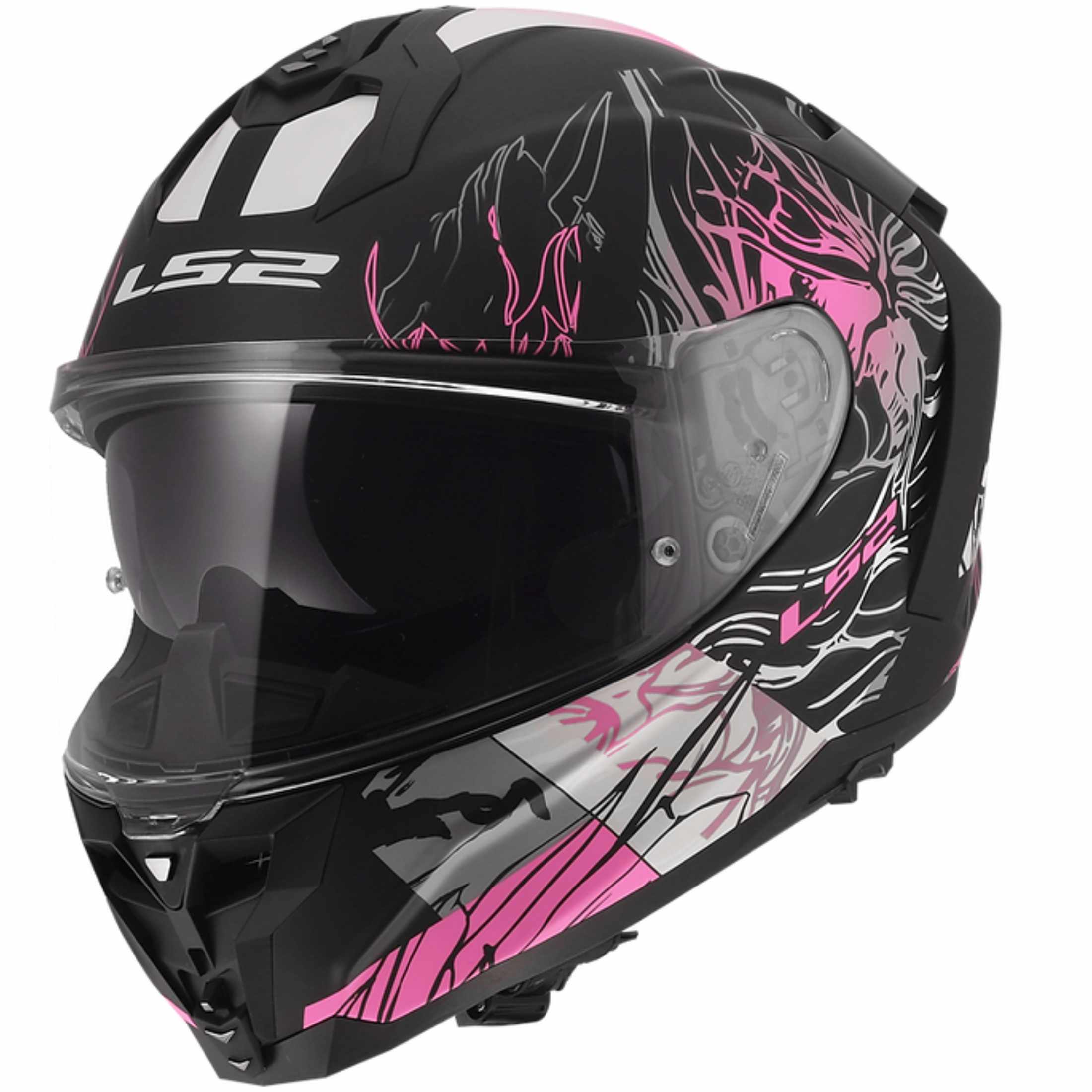 LS2 Challenger II Darflo Helmet Matte Black/Pink / Large