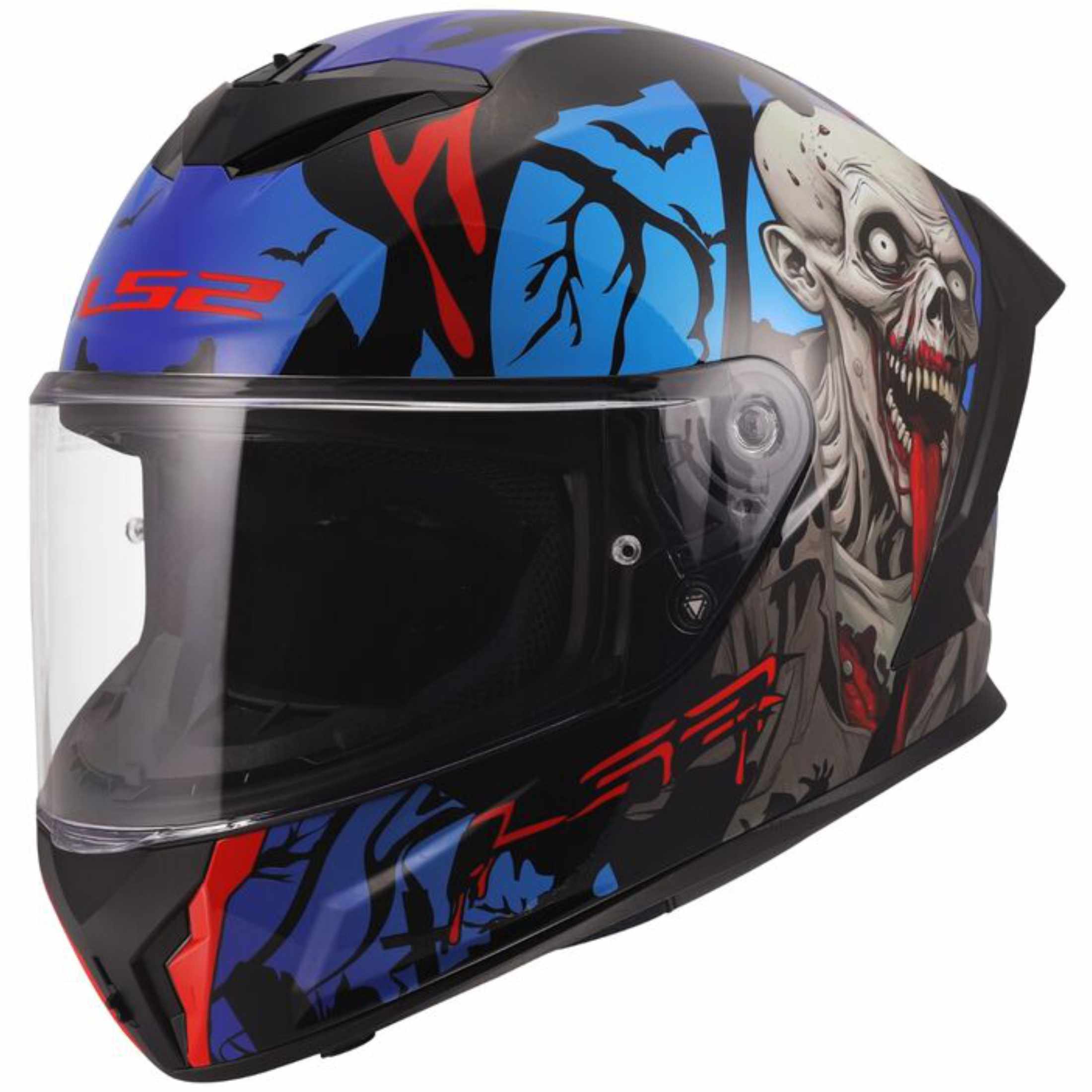LS2 Rapid III Zombie Helmet - Black/Blue/Red