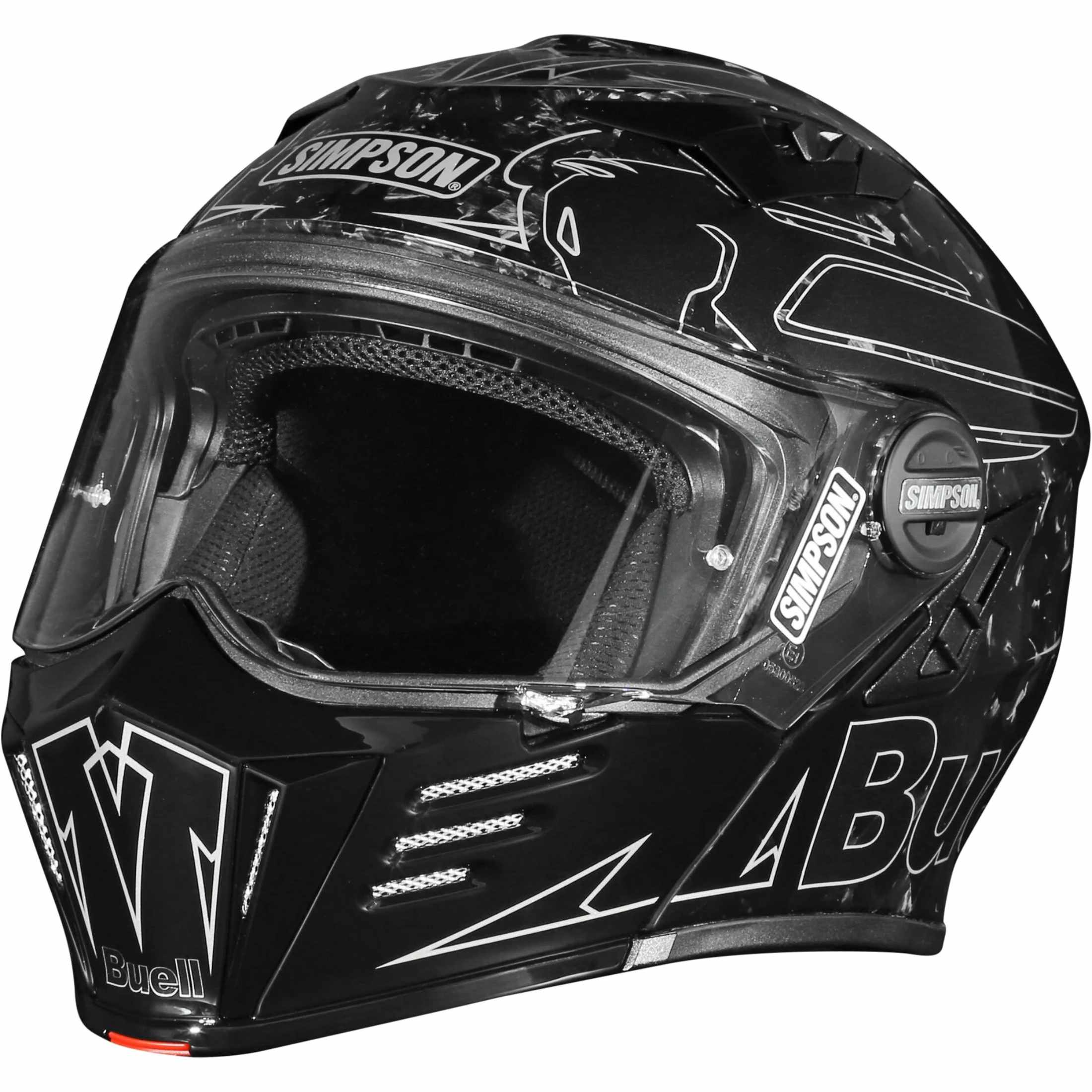 Simpson Mod Bandit Buell Motorcycles Forged Carbon Fiber Adult Street Helmets-M5983XS