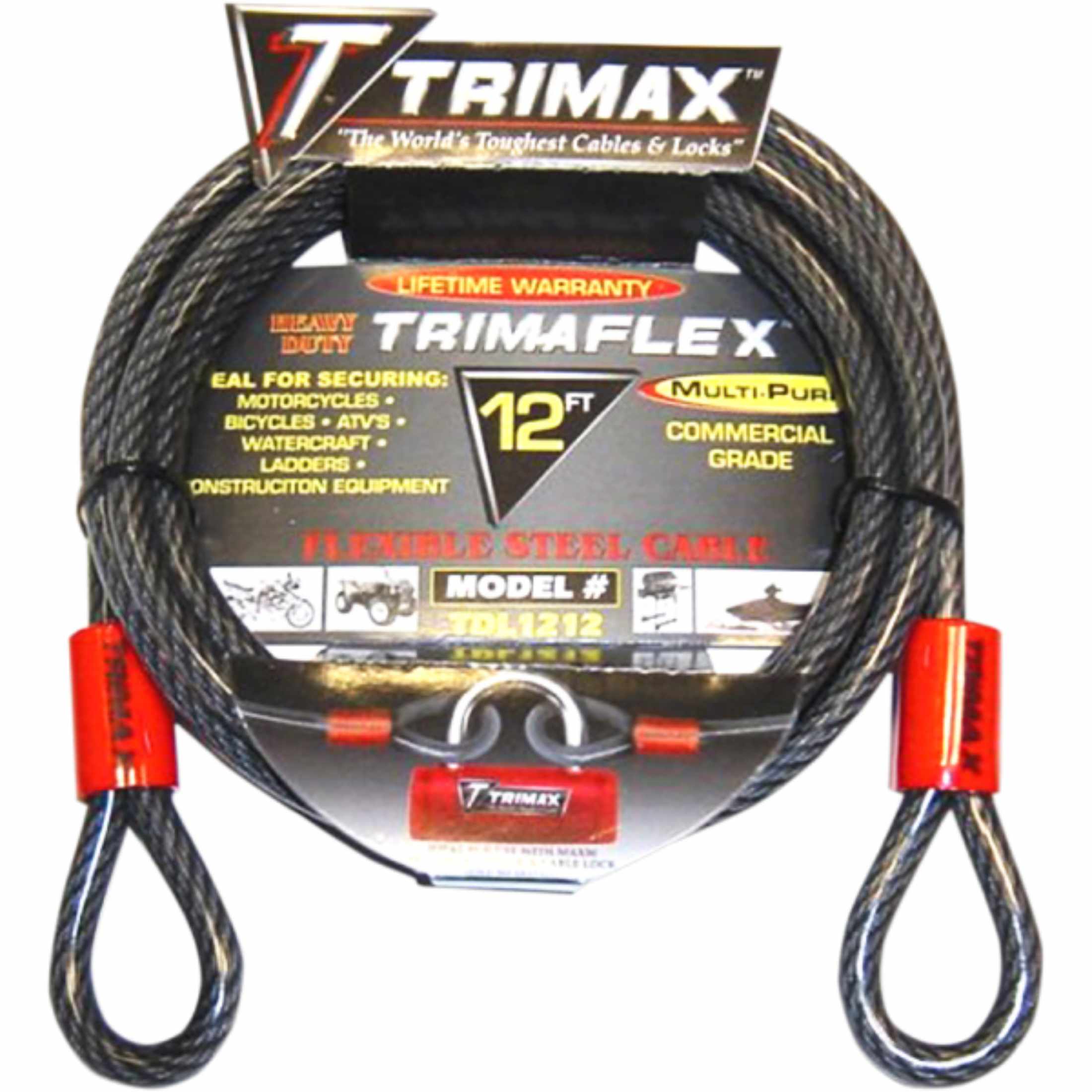 Trimax Dual Loop 12' Max Security Braided Cable Locks-4010