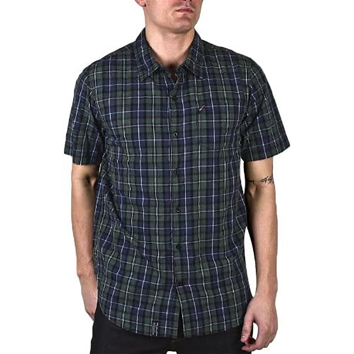 LRG Core Plaid Men's Button Up Short-Sleeve Shirts-J132004