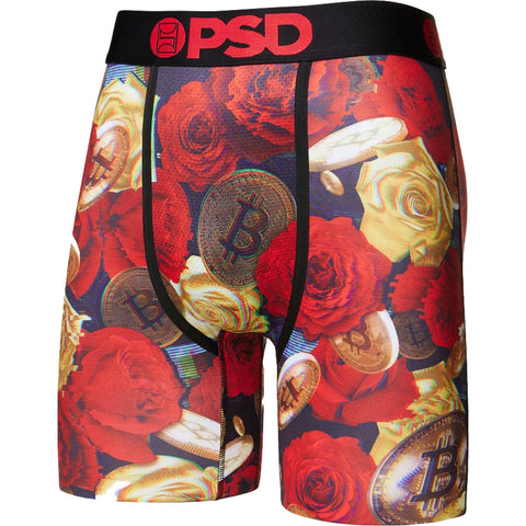 PSD Bitcoin Roses Boxer Men's Bottom Underwear (Refurbished, Without Tags)