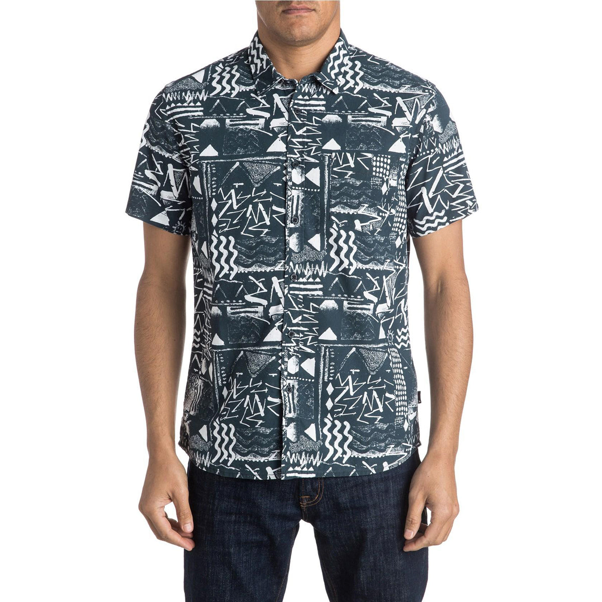 Quiksilver Labyrinth Men's Button Up Short-Sleeve Shirts - White