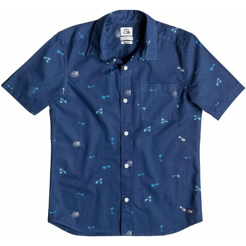 Quiksilver Mini Palm Beach Youth Boys Button Up Short-Sleeve Shirts (Brand New)