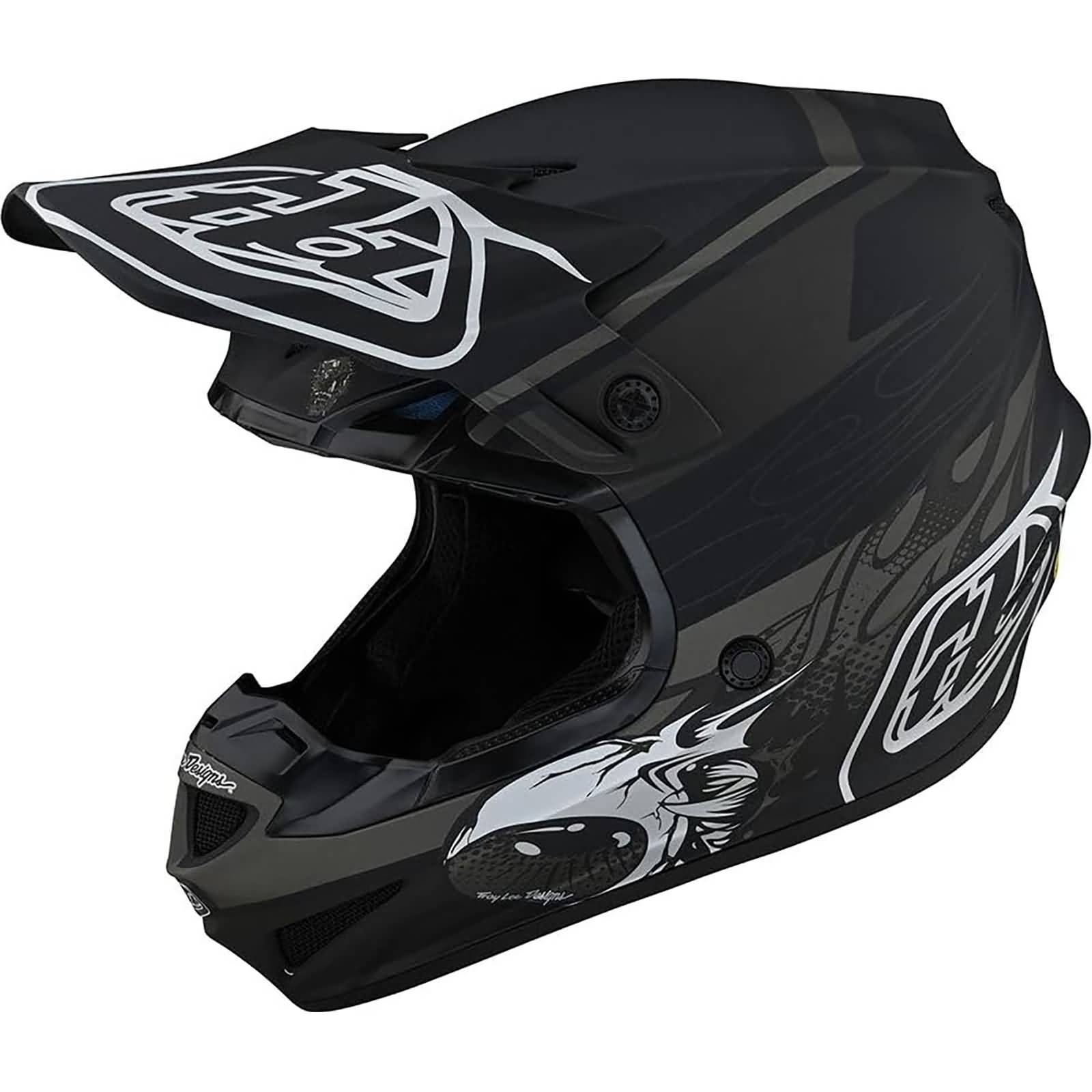 Troy Lee Designs SE4 Polyacrylite Midnight Skooly MIPS Adult Off-Road Helmets-109328024